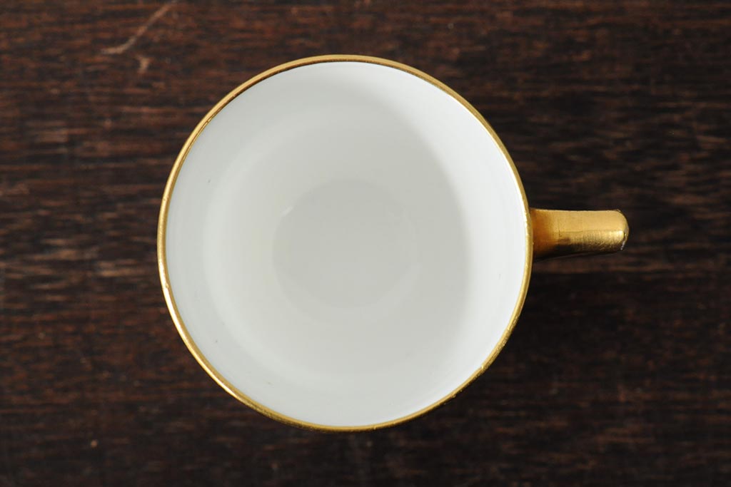 ヴィンテージ　イギリス　MINTON(ミントン)　コバルトブルー　金彩　カップ&ソーサー(デミタスカップ、洋食器、陶磁器、ビンテージ)(R-043963)