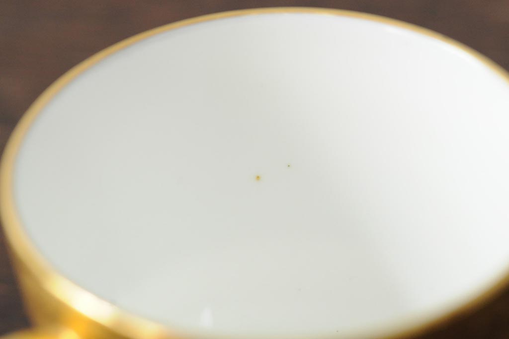 ヴィンテージ　イギリス　MINTON(ミントン)　コバルトブルー　金彩　カップ&ソーサー(デミタスカップ、洋食器、陶磁器、ビンテージ)(R-043963)