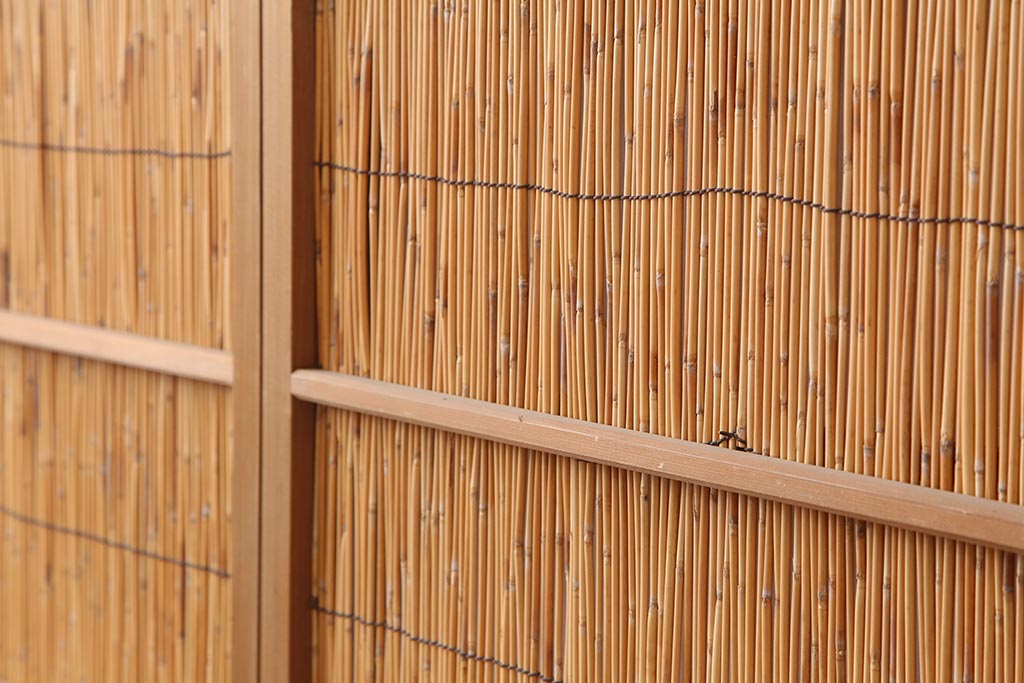 アンティーク建具 昭和中期 竹細工がおしゃれな御簾戸4枚セット