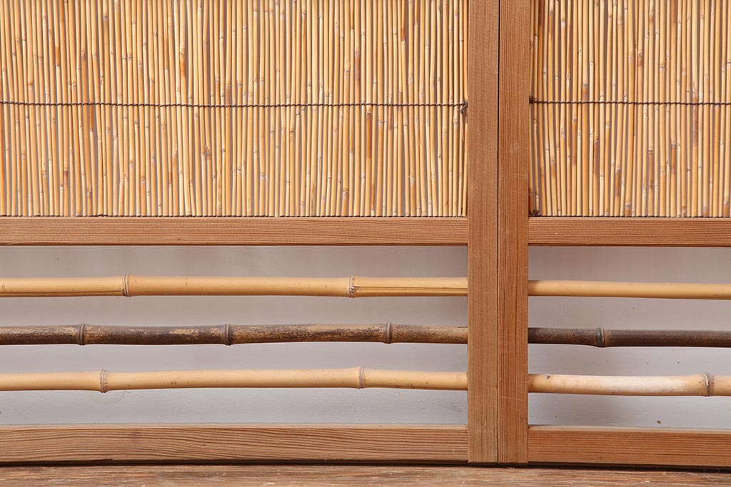 素敵な アンティーク建具 竹細工がおしゃれな御簾戸4枚セット 昭和中期 建具