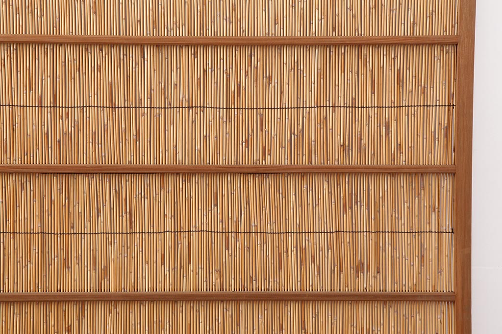アンティーク建具　昭和中期　竹細工がおしゃれな御簾戸4枚セット(簾戸、簀戸、葭戸、夏障子、夏戸、葦戸)(R-043966)