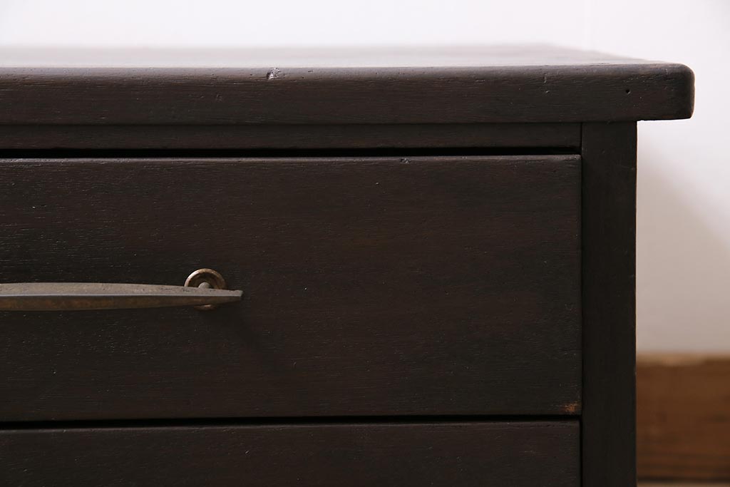 レトロ家具　昭和中期　ペイント　シックな印象の小引き出し(小物収納、卓上収納)(R-043970)
