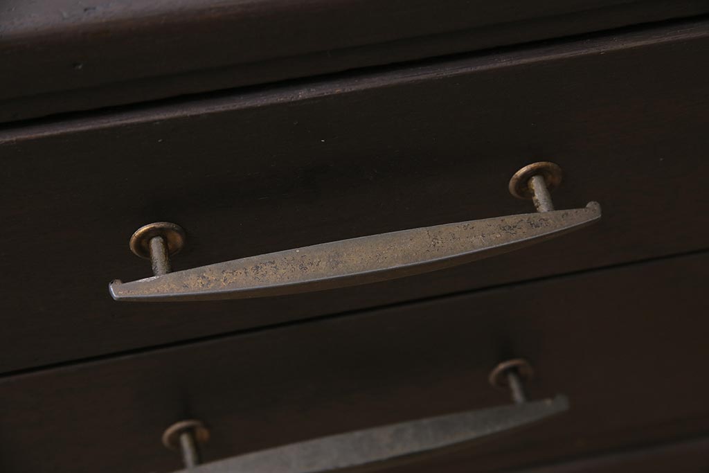 レトロ家具　昭和中期　ペイント　シックな印象の小引き出し(小物収納、卓上収納)(R-043970)