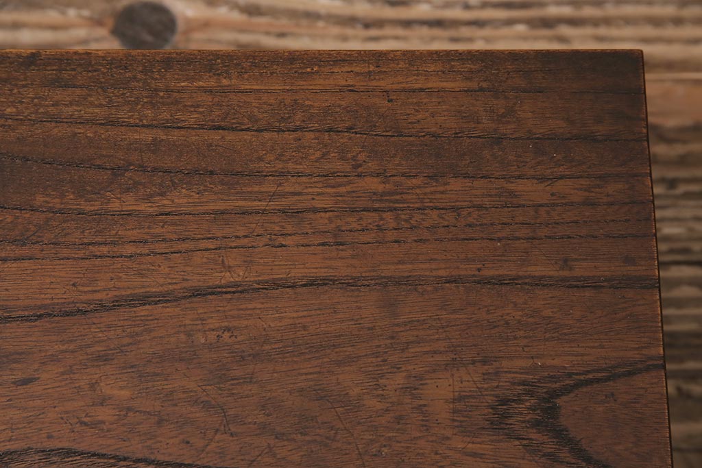 アンティーク家具　和製アンティーク　大正昭和初期　総ケヤキ材　独特の木目が味のある花台(飾り台)(R-043974)