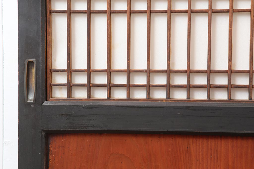 アンティーク建具　明治大正期　上品な空間作りにおすすめの格子帯戸2枚セット(引き戸、障子戸)(R-043990)