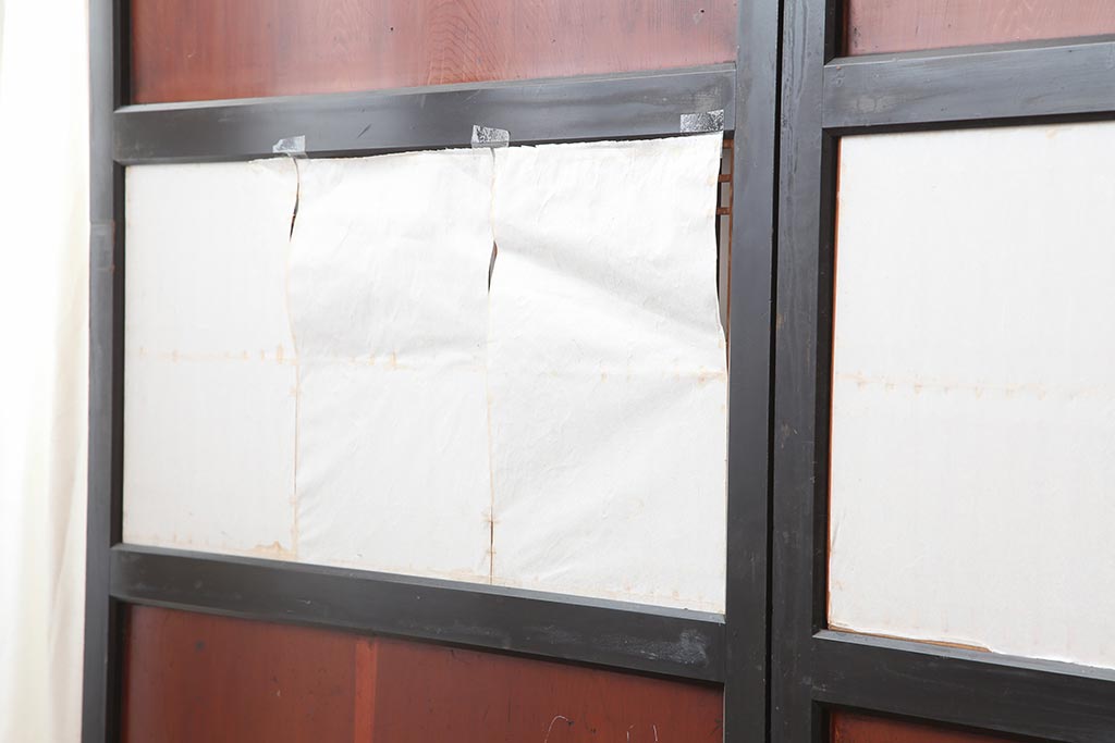 アンティーク建具　明治大正期　上品な空間作りにおすすめの格子帯戸4枚セット(引き戸、障子戸)(R-043992)