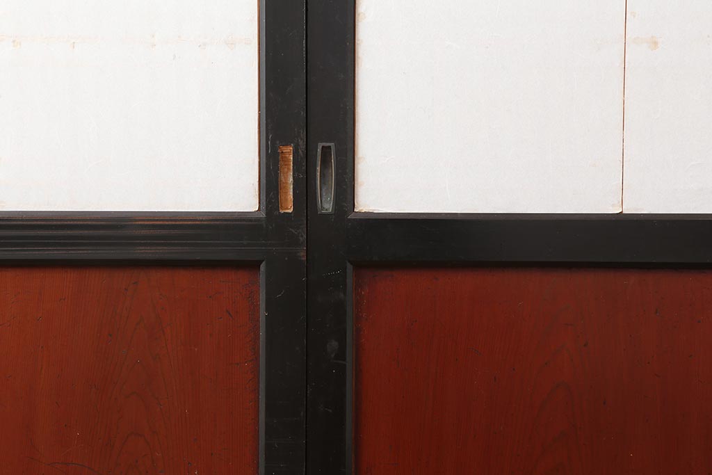 アンティーク建具　明治大正期　上品な空間作りにおすすめの格子帯戸4枚セット(引き戸、障子戸)(R-043992)