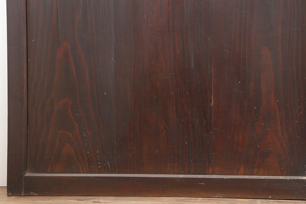 アンティーク建具　明治期　深みのある色味が素敵な帯戸3枚セット(引き戸、板戸)(R-043994)