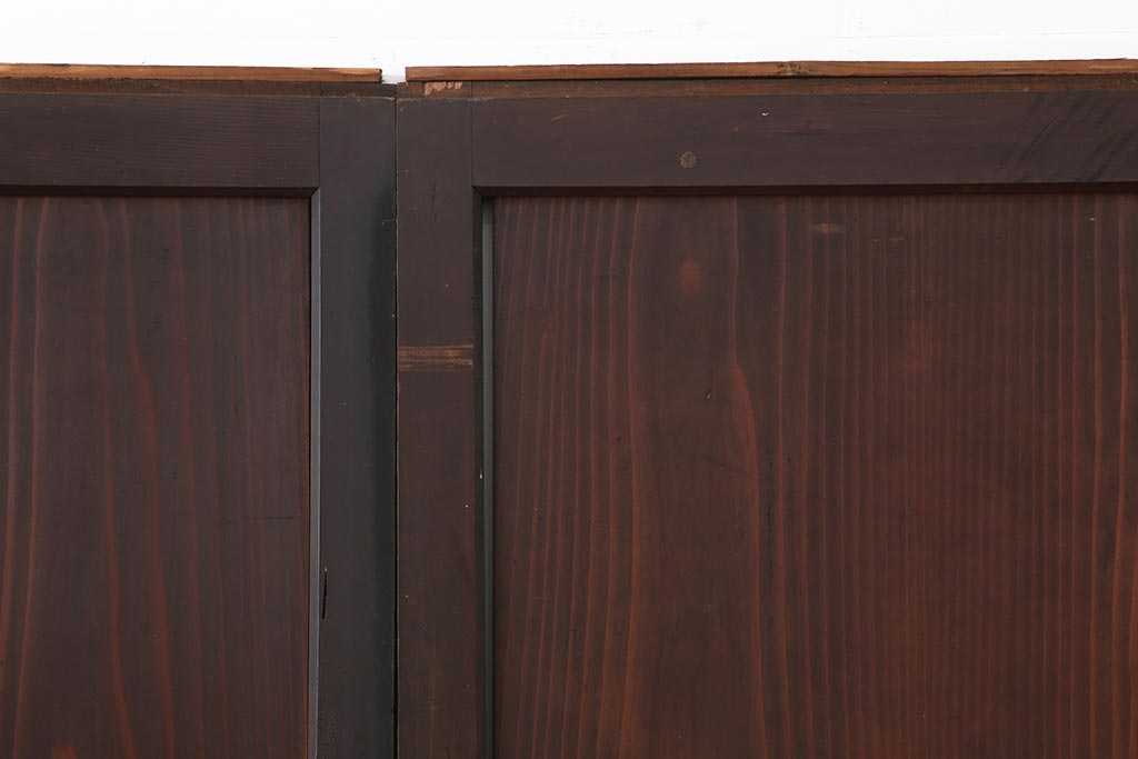 アンティーク建具　明治期　深みのある色味が素敵な帯戸3枚セット(引き戸、板戸)(R-043994)