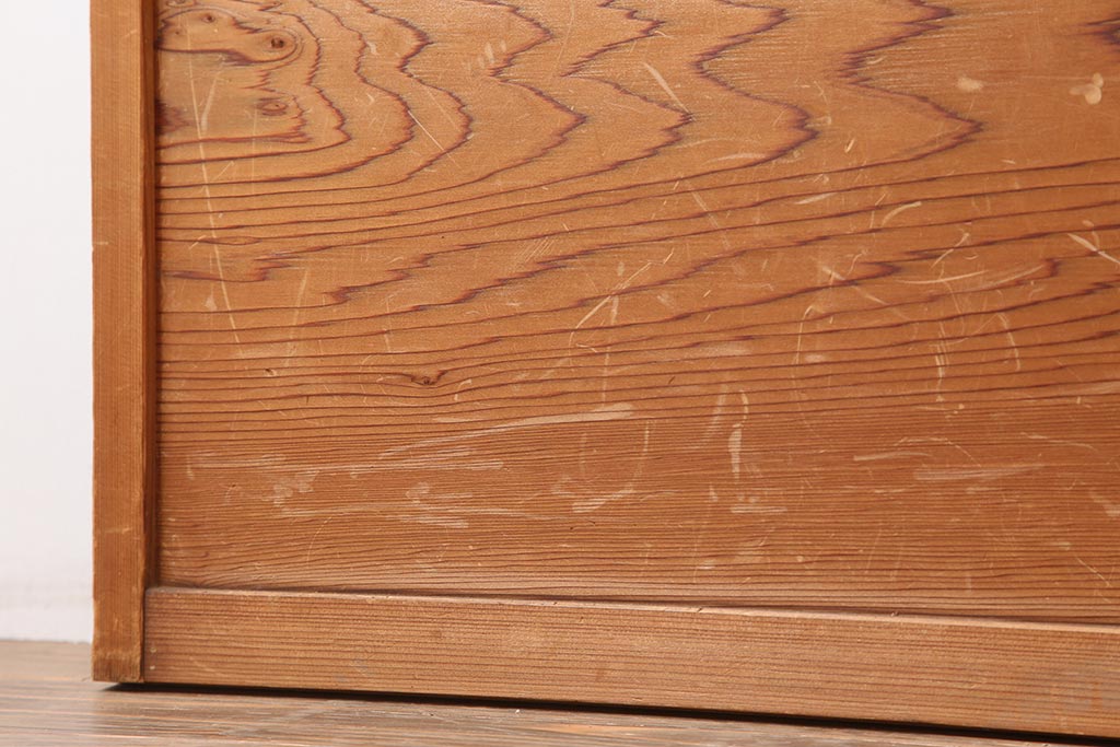アンティーク建具　昭和中期　しっかりとした木目が魅力の障子戸2枚セット(引き戸)(R-043995)