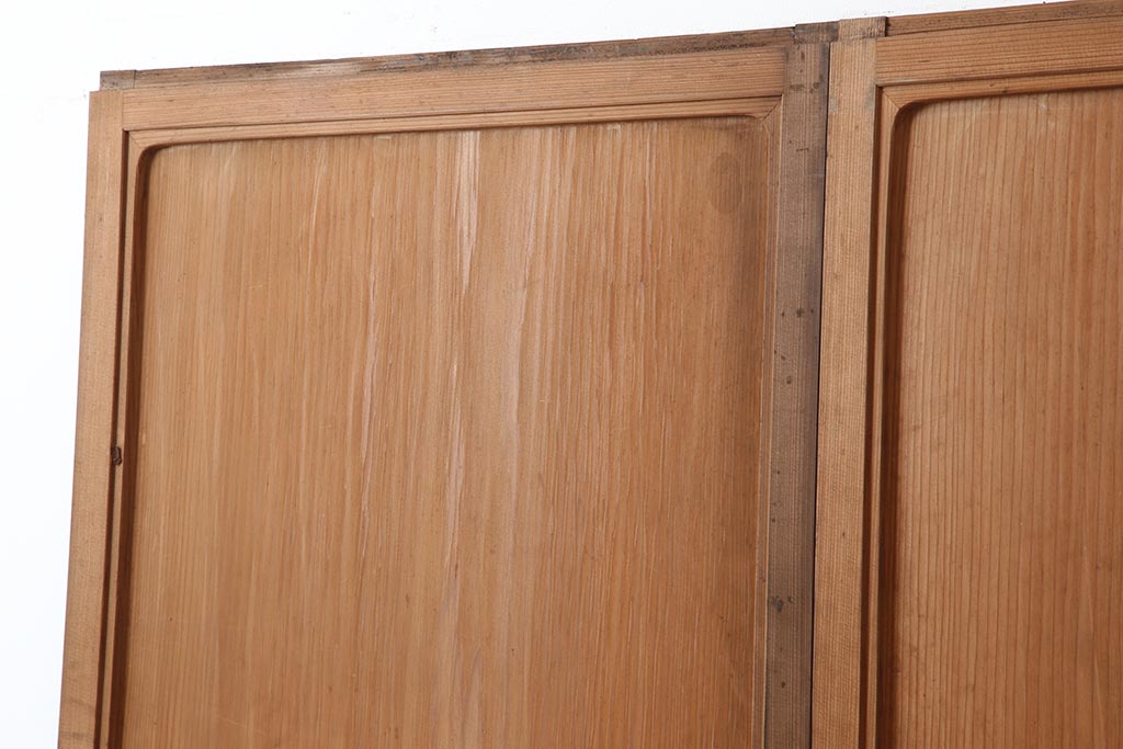 アンティーク建具　昭和中期　幅狭タイプ　一枚板　粋な意匠がおしゃれな板戸2枚セット(建具、引き戸)(R-043998)