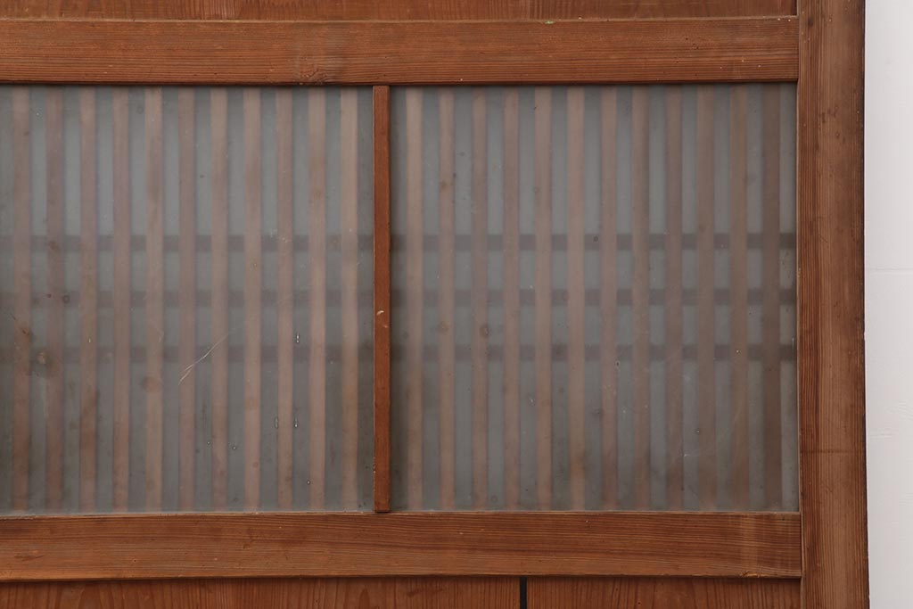 アンティーク建具　明治大正期　和モダンスタイルにぴったりな格子帯戸3枚セット(板戸、建具、引き戸)(R-043999)