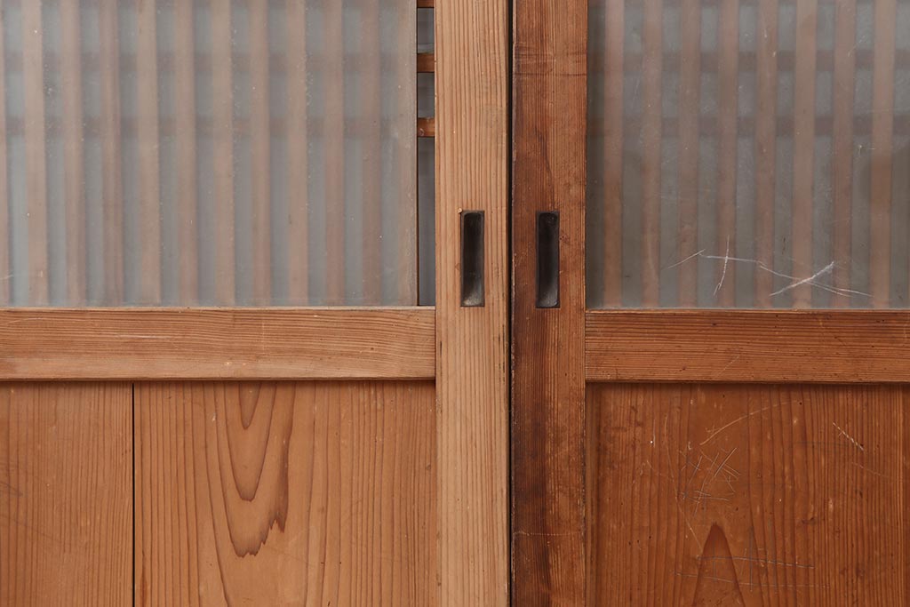 アンティーク建具　明治大正期　和モダンスタイルにぴったりな格子帯戸4枚セット(板戸、建具、引き戸)(R-044005)