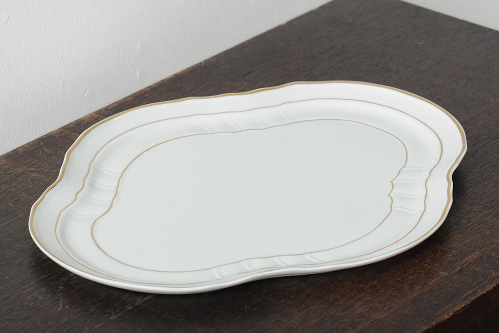 中古　ハンガリー　HOLLOHAZA(ホロハーザ)　Pannonia(パノニア)　プレート(トレー、変形皿、洋食器)(R-044020)