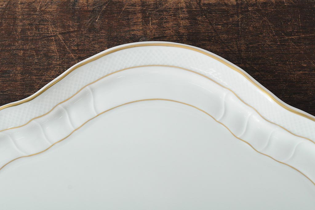 中古　ハンガリー　HOLLOHAZA(ホロハーザ)　Pannonia(パノニア)　プレート(トレー、変形皿、洋食器)(R-044020)