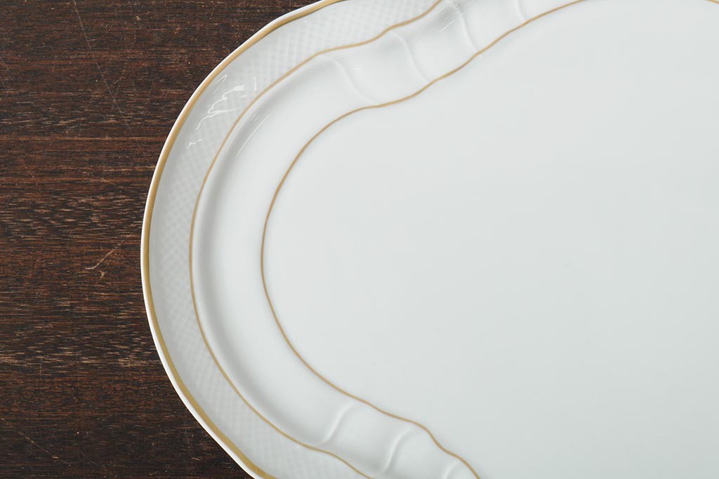 中古　ハンガリー　HOLLOHAZA(ホロハーザ)　Pannonia(パノニア)　プレート(トレー、変形皿、洋食器)(R-044020)
