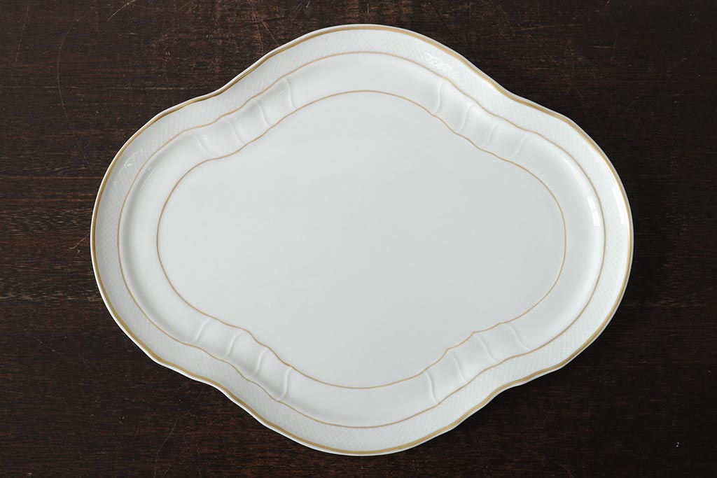 中古　ハンガリー　HOLLOHAZA(ホロハーザ)　Pannonia(パノニア)　プレート(トレー、変形皿、洋食器)(R-044020)