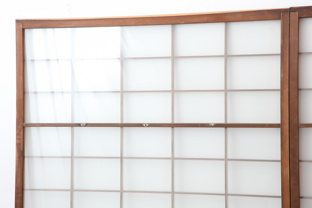 ヴィンテージ建具　昭和中期　すりガラス入り　昭和レトロな空間におすすめのガラス戸2枚セット(引き戸、ビンテージ)(R-044044)
