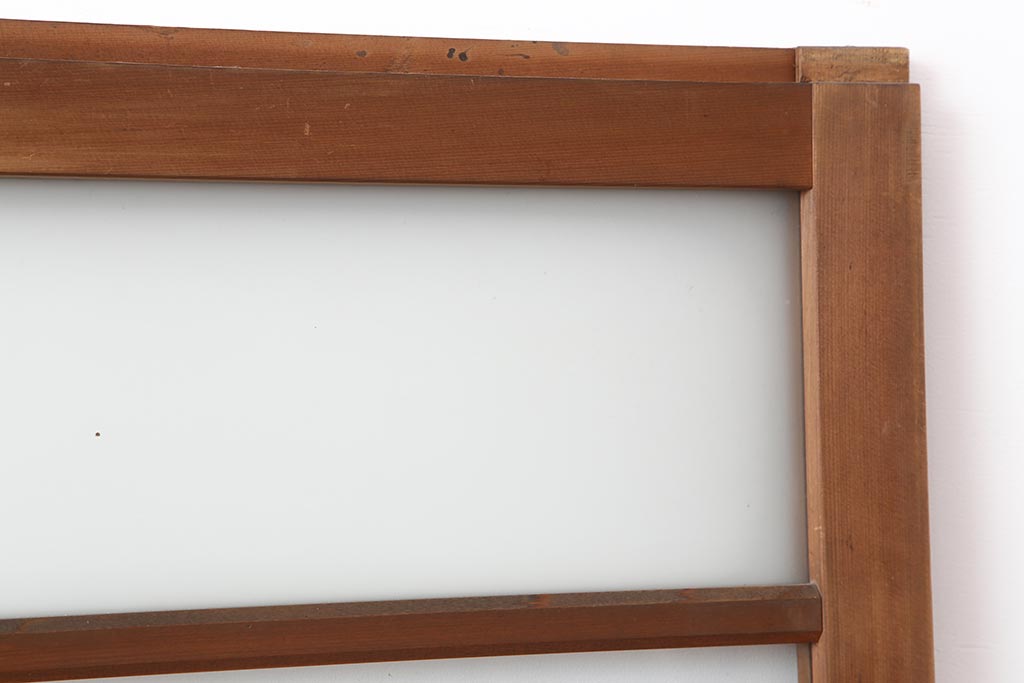 ヴィンテージ建具　昭和中期　木の質感が楽しるガラス戸2枚セット(引き戸、ビンテージ)(R-044045)