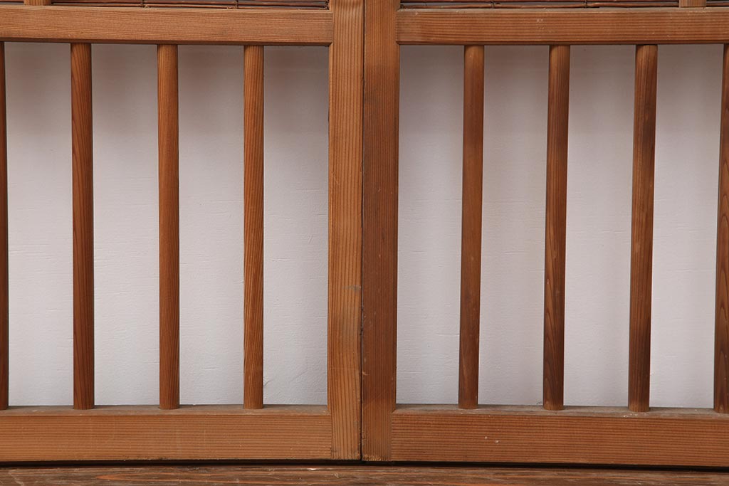 アンティーク建具　昭和中期　竹に雀の透かし彫りが風情のある御簾戸4枚セット(簾戸、簀戸、葭戸、夏障子、夏戸、葦戸)(R-044050)
