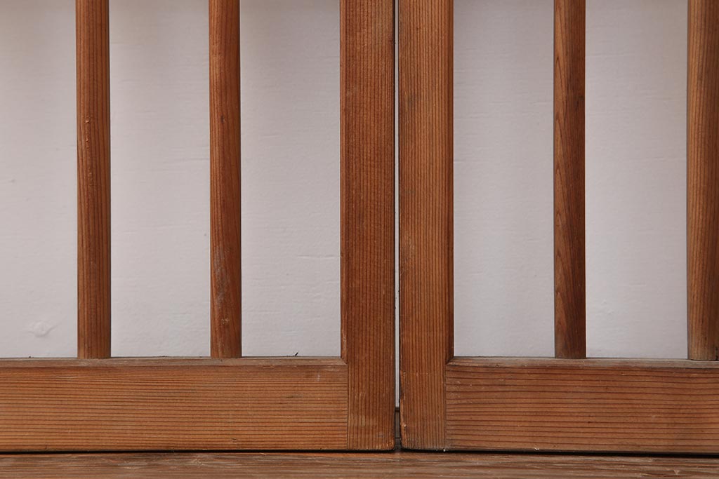アンティーク建具　昭和中期　竹に雀の透かし彫りが風情のある御簾戸4枚セット(簾戸、簀戸、葭戸、夏障子、夏戸、葦戸)(R-044050)