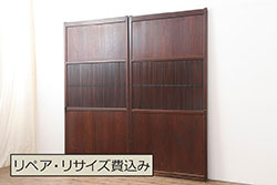 ビンテージ建具　経年を感じさせる木味が魅力の雨戸2枚セット(板戸、引き戸、ヴィンテージ)(R-065527)