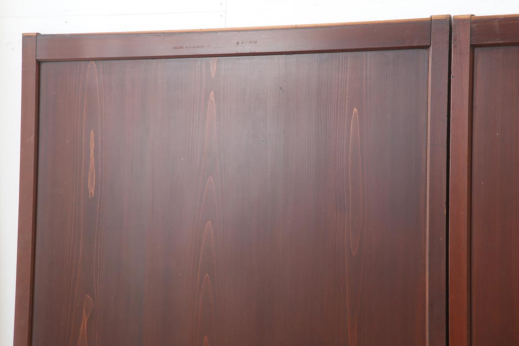 アンティーク建具　昭和初期　赤みがかった木色が味わい深い板戸4枚セット(建具、引き戸)(R-044077)