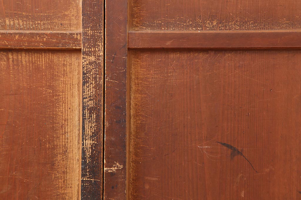 アンティーク建具　昭和初期　赤みがかった木色が味わい深い板戸4枚セット(建具、引き戸)(R-044077)