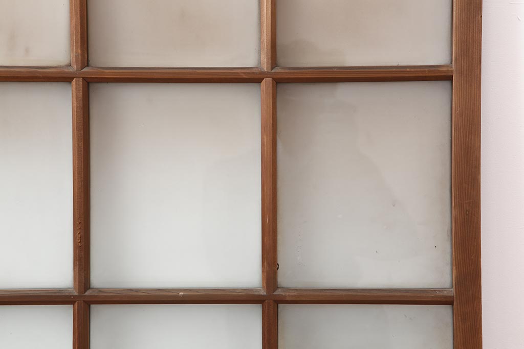 アンティーク建具　和レトロ　味わいとシンプルさが魅力のガラス戸2枚セット(引き戸、建具)(R-044080)