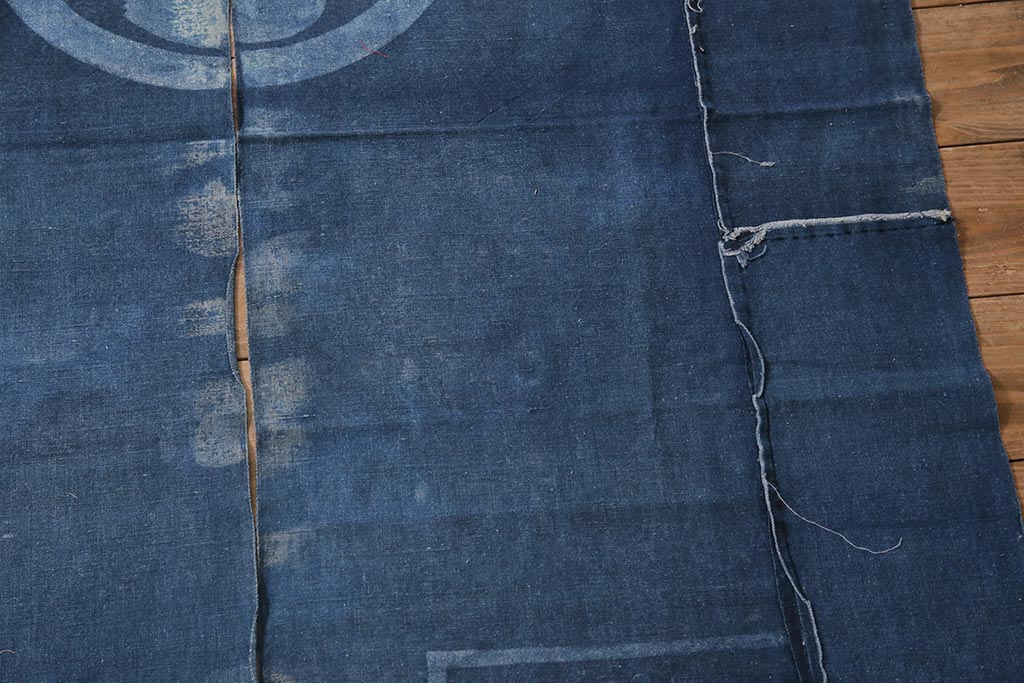 大正〜昭和初期　藍染め木綿　暖簾　型染め古布など3点セット(R-044105)
