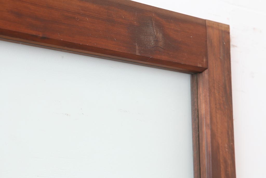 アンティーク建具　上手物　腰板欅(ケヤキ)材　シンプルなガラス戸2枚セット(引き戸)(R-044116)