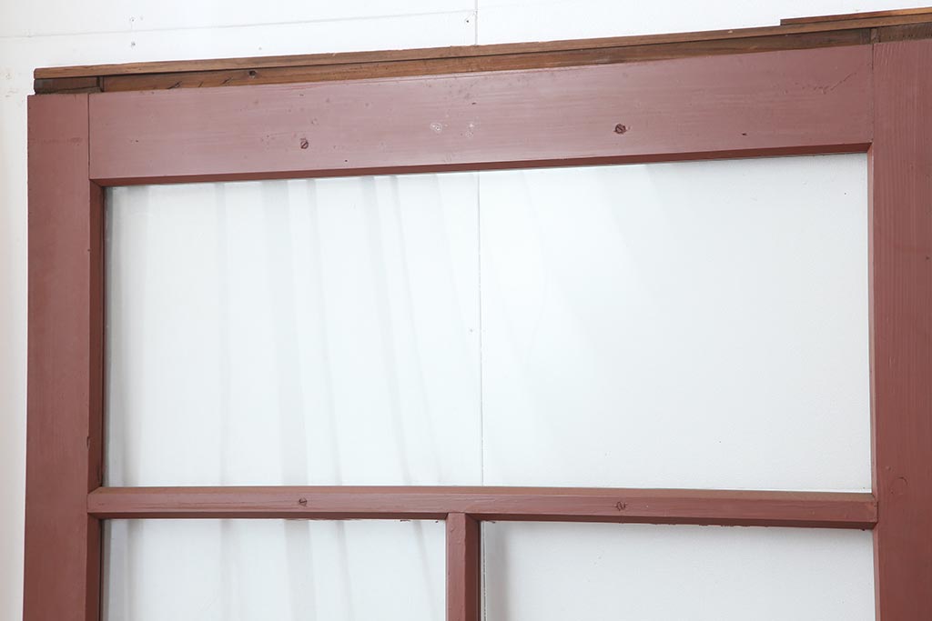 アンティーク建具　腰板欅(ケヤキ)材　モダンな雰囲気漂うガラス戸4枚セット(引き戸)(R-044117)