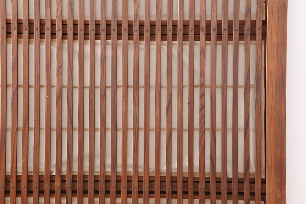 アンティーク建具　裏障子付き　和風の空間づくりにおすすめな格子戸4枚セット(ガラス帯戸、引き戸、建具)(R-044118)