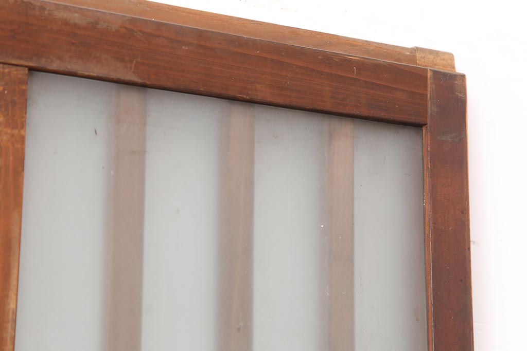 アンティーク建具　昭和レトロ　細身のシルエットが魅力のガラス格子戸2枚セット(ガラス戸、引き戸、建具)(R-044119)