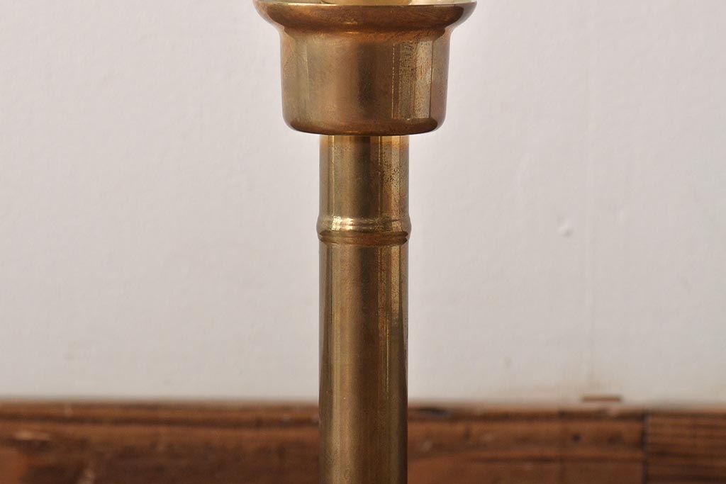 デンマーク製　Ronhoff　真鍮　気品のある切子の燭台(卓上ランプ、テーブルランプ、北欧)(R-044132)