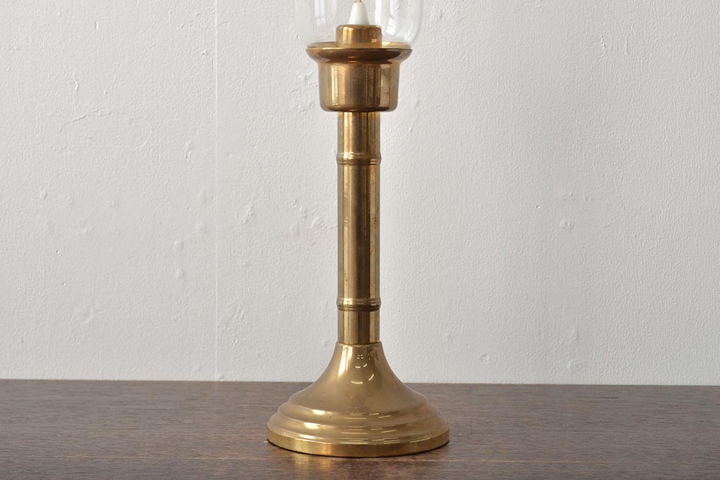 デンマーク製　Ronhoff　真鍮　気品のある切子の燭台(卓上ランプ、テーブルランプ、北欧)(R-044132)