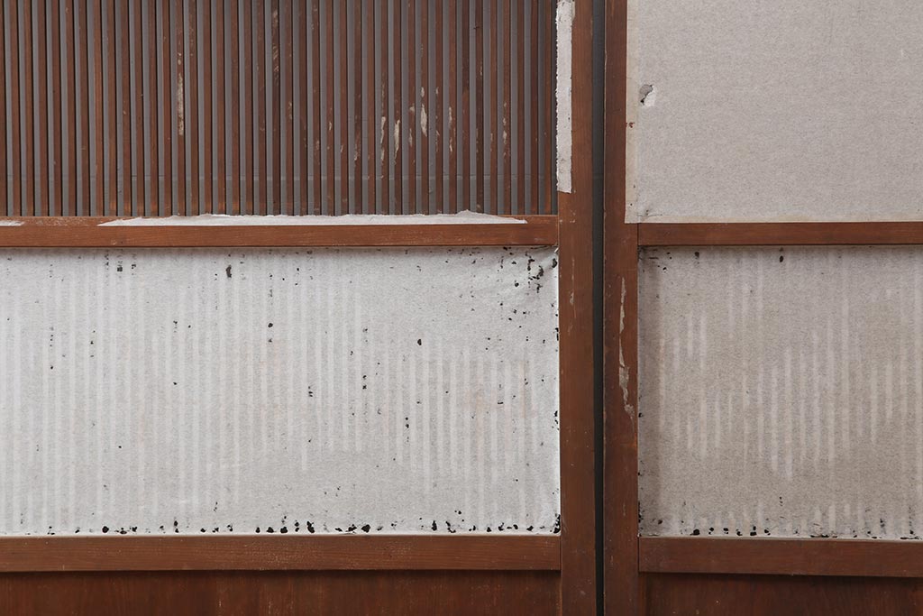 アンティーク建具　和モダンな万本格子戸4枚セット(障子戸、引き戸)(R-044138)