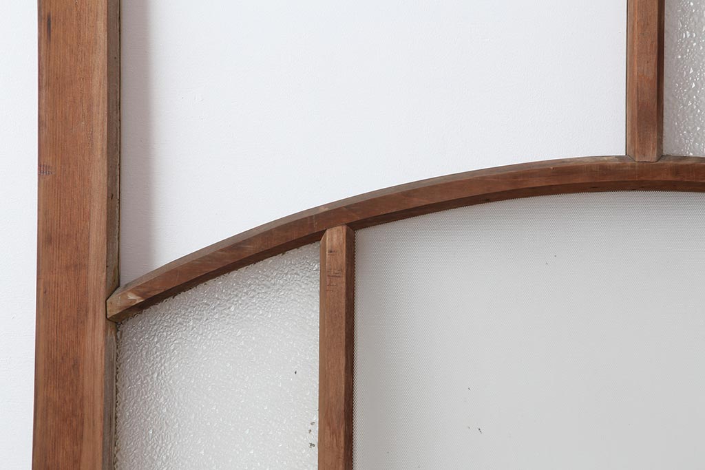 アンティーク建具　和製アンティーク　大正ロマン　桟のデザインがおしゃれなガラス戸1枚(引き戸、建具)(R-044144)