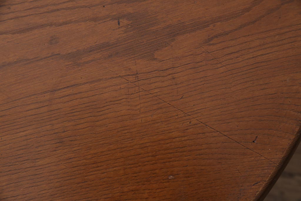 アンティーク家具　和製アンティーク　昭和初期　栓材　素朴なぬくもりが魅力のレトロな丸ちゃぶ台(座卓、ローテーブル、花台)(R-044150)