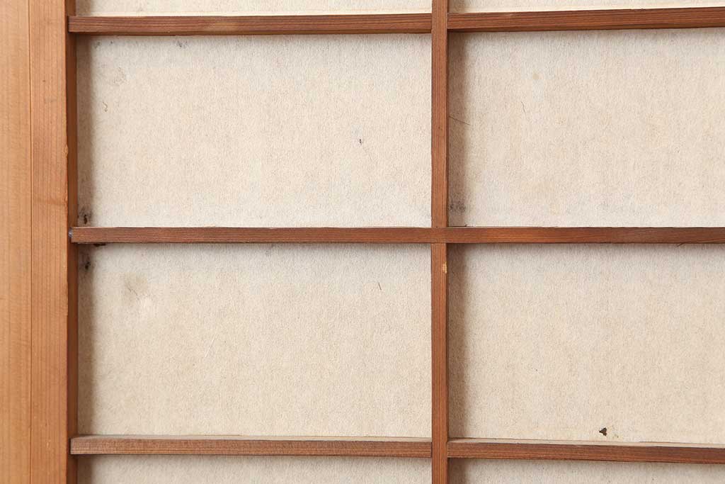 アンティーク建具　昭和初期　裏障子付き　幅狭タイプ　和の雰囲気を高める格子戸4枚セット(引き戸、障子戸)(R-044190)