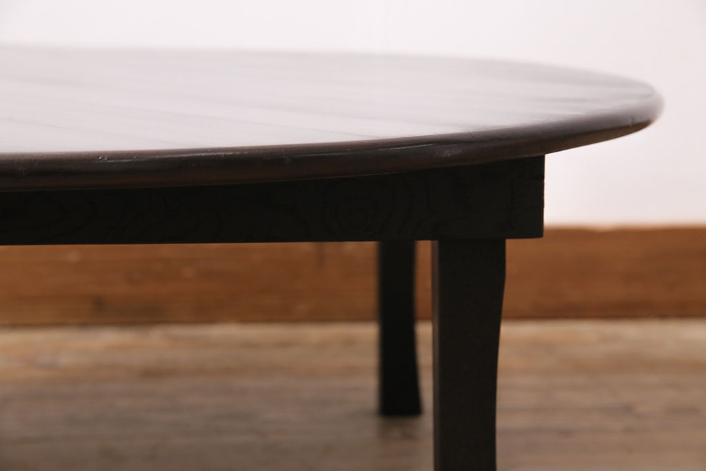 アンティーク家具　和製アンティーク　昭和初期　栓材　濃い木色が魅力的なちゃぶ台(座卓、ローテーブル、折りたたみテーブル)(R-044199)