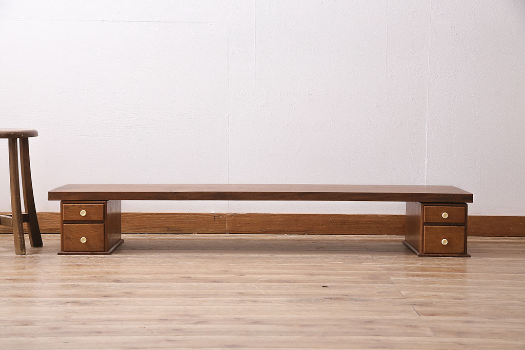和製アンティーク　大正昭和初期　天板朴の木一枚板　やさしい色合いの組み立て式裁ち板(座机、ローテーブル、作業台)(R-044204)