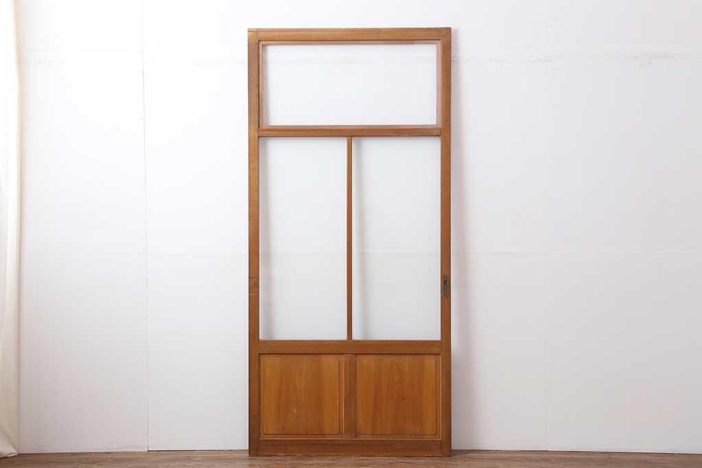 レトロ建具　昭和中期　ノスタルジックな雰囲気漂うガラス戸1枚(引き戸、建具)(R-044209)