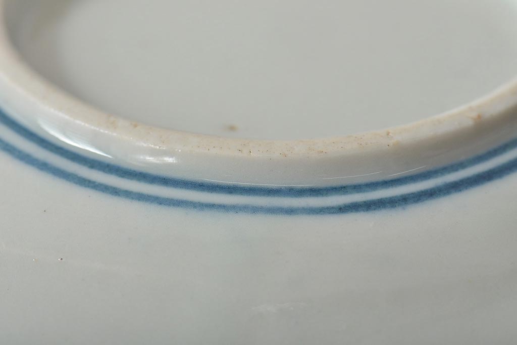 大正期　桜閣花鳥図　楕円印判皿5枚(和食器)(R-044228)