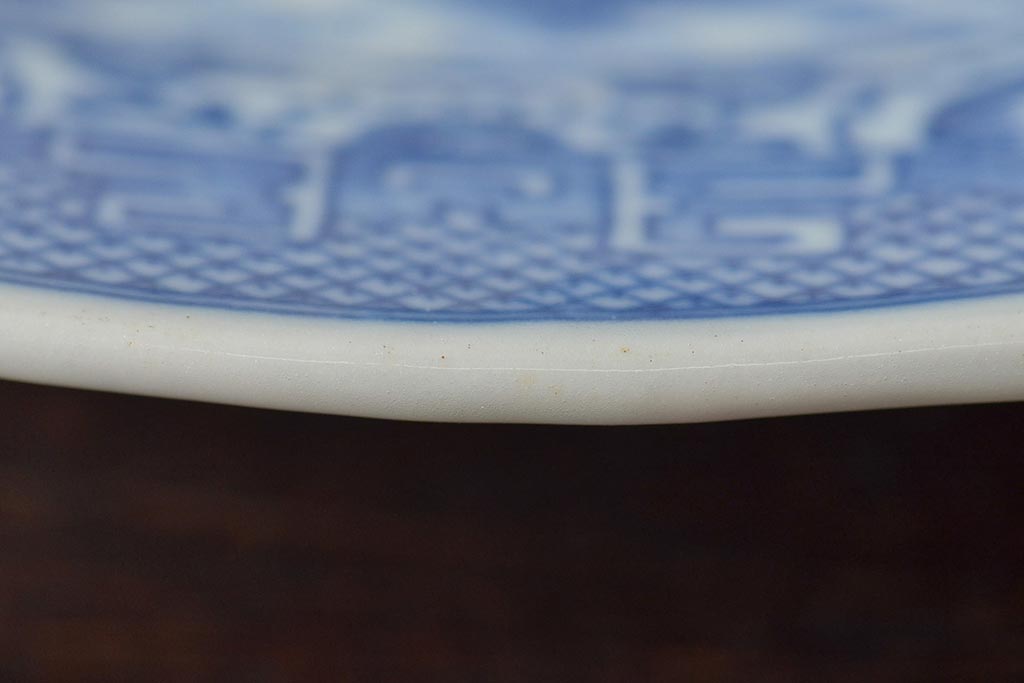 大正期　桜閣花鳥図　楕円印判皿4枚(和食器)(R-044229)