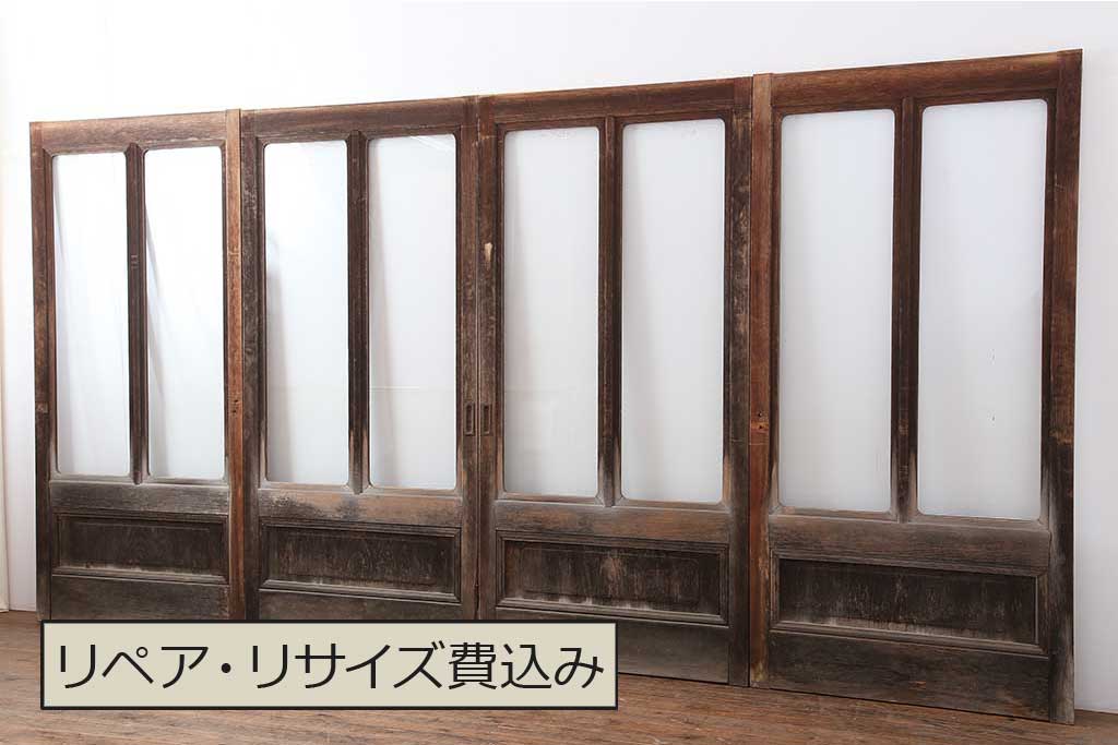 アンティーク建具 昭和初期 ヒノキ材・腰板ケヤキ材 背高サイズ