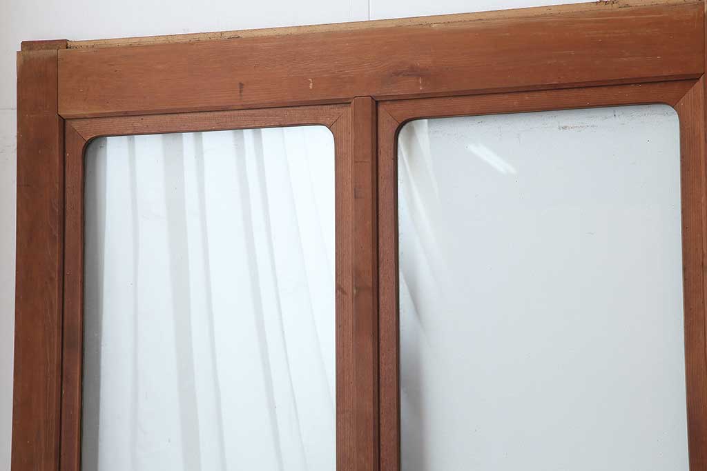アンティーク建具　昭和初期　腰板ケヤキ材　高さもたっぷりある大きなガラス戸4枚セット(引き戸、建具)(R-044238)