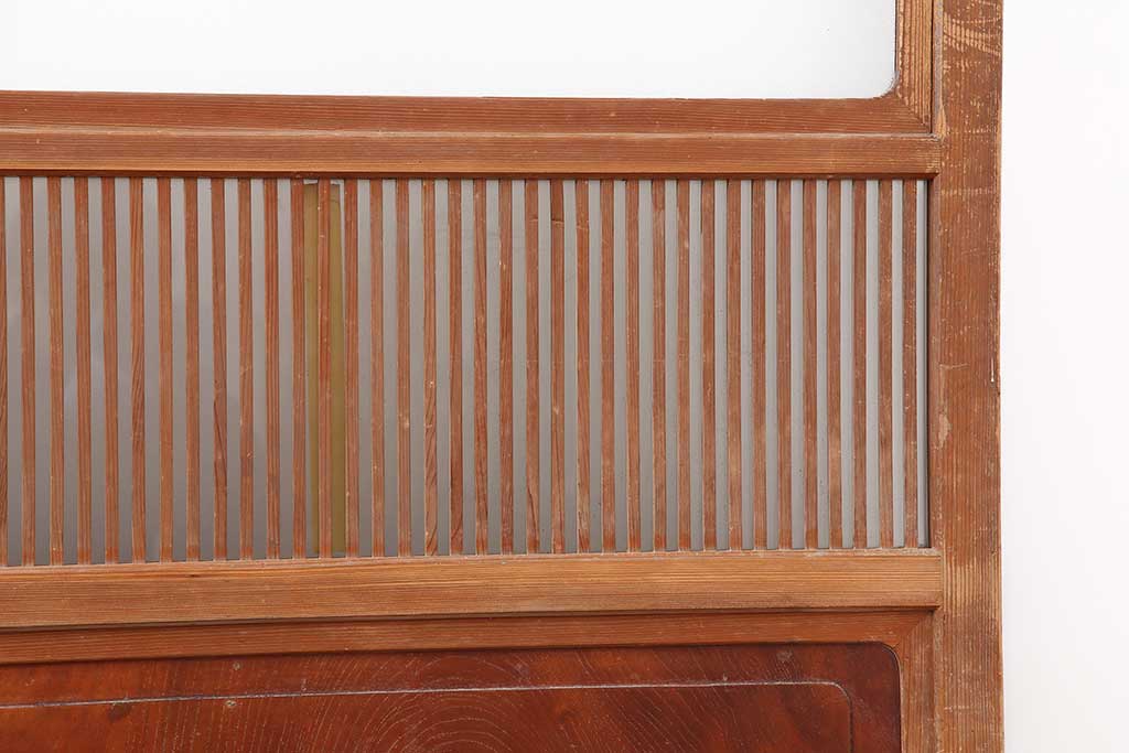 ビンテージ建具 昭和中期 腰板ケヤキ材 品のある佇まいのガラス