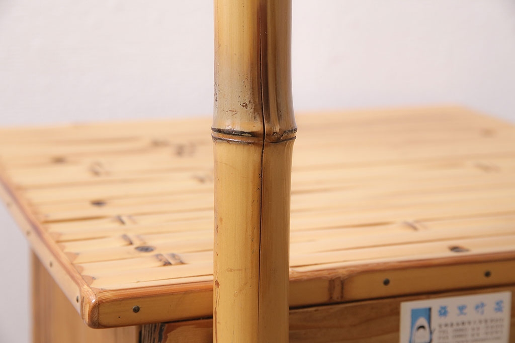 中古　梅里竹芸　素朴で温かみを感じる竹製のチェア(椅子、飾り台)(R-044246)