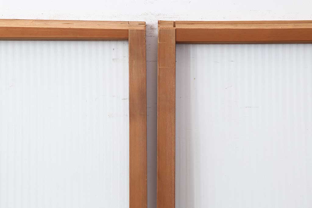 アンティーク建具　昭和中期　モールガラス入り　すっきりとした印象のガラス戸4枚セット(引き戸、建具)(R-044256)